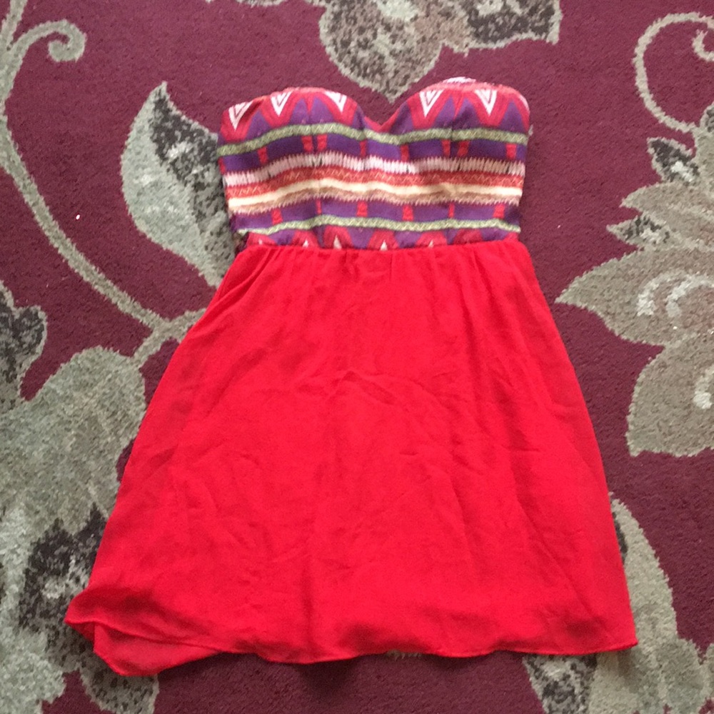 Red printed dress